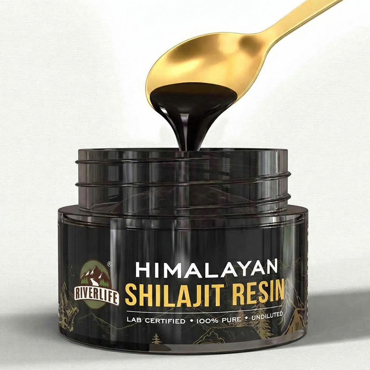 RiverLife® Himalayan Shilajit Resin Gold Grade | High Fulvic Acid & 87 Trace Minerals | Lab Certified, 100% Natural | 10gm Pack