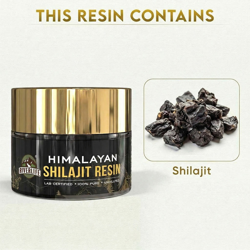 RiverLife® Himalayan Shilajit Resin Gold Grade | High Fulvic Acid & 87 Trace Minerals | Lab Certified, 100% Natural | 10gm Pack