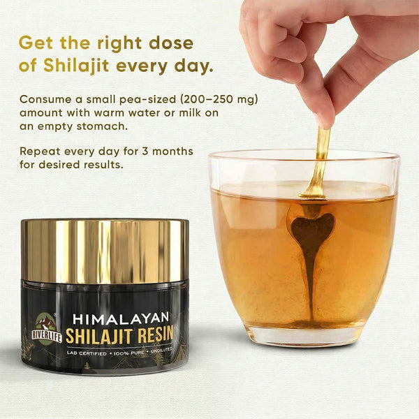 RiverLife® Himalayan Shilajit Resin Gold Grade | High Fulvic Acid & 87 Trace Minerals | Lab Certified, 100% Natural | 10gm Pack