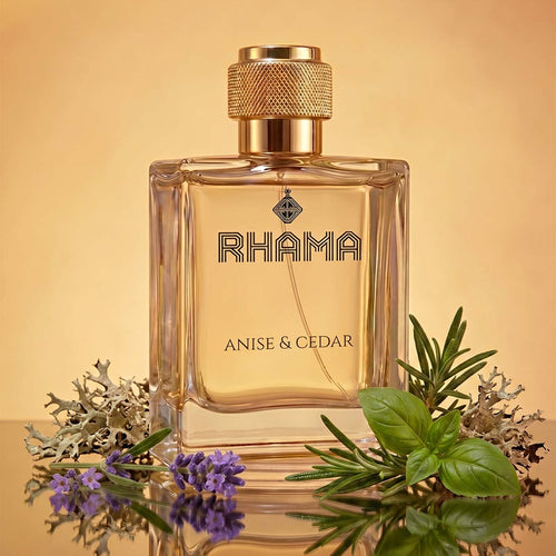 RHAMA Anise & Cedar 50 ml perfume bottle with fragrance ingredients