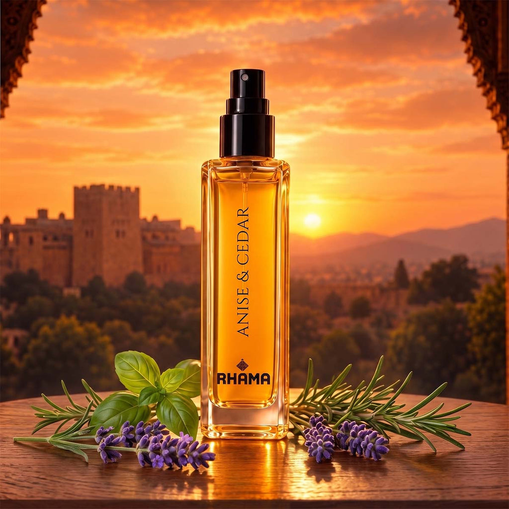 Rhama Anise & Cedar 8 ml perfume — front bottle view