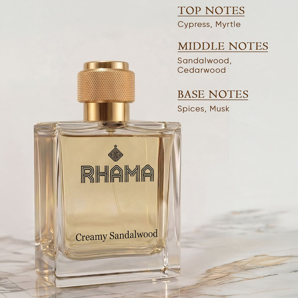 RHAMA Creamy Sandalwood 50 ml perfume top, middle and base notes