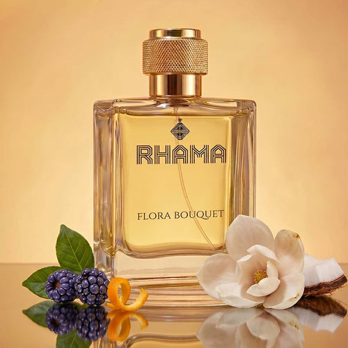 RHAMA Flora Bouquet 50 ml perfume bottle with fragrance ingredients