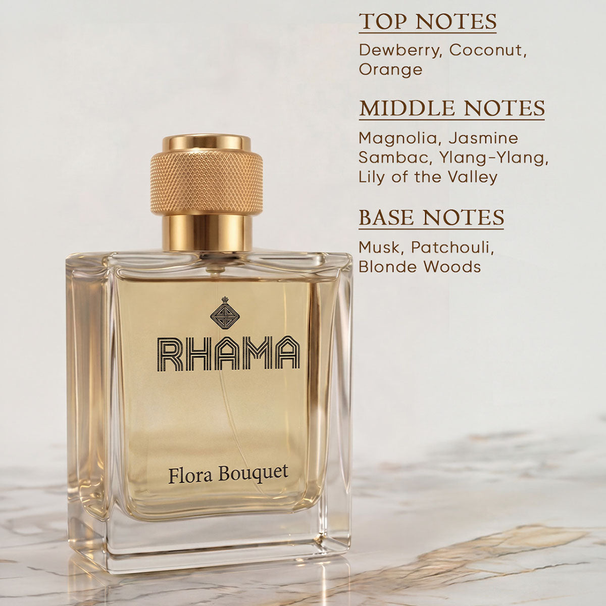 RHAMA Flora Bouquet 50 ml perfume top, middle and base notes