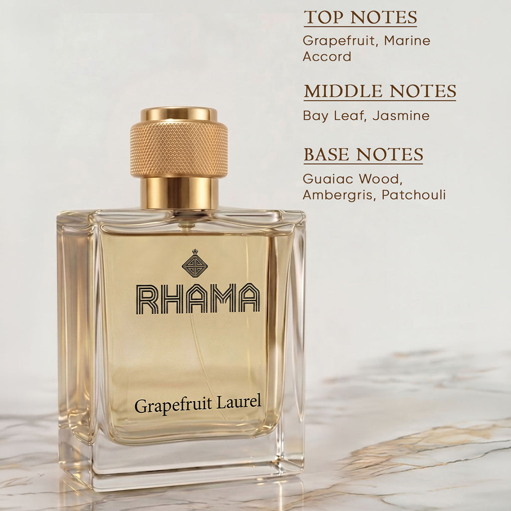 RHAMA Grapefruit Laurel 50 ml perfume top, middle and base notes
