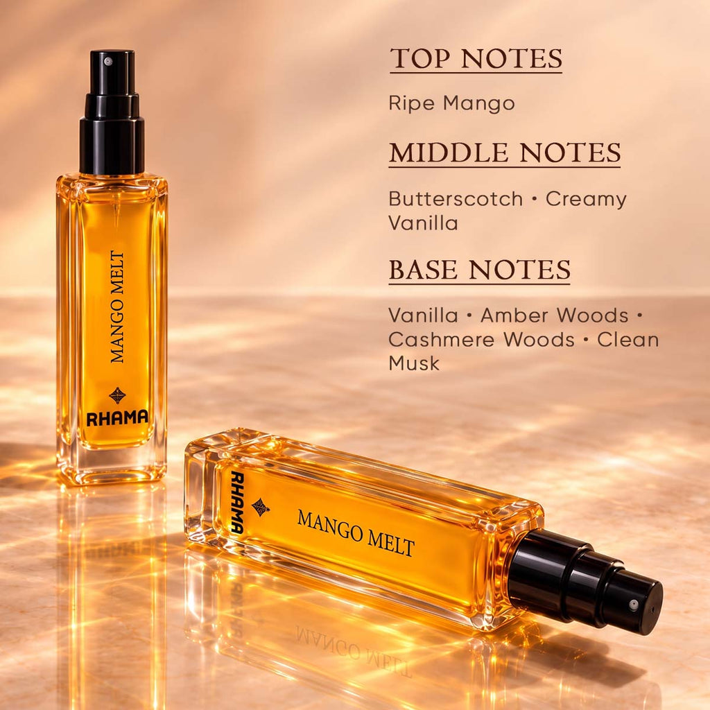 Rhama Mango Melt 8ml perfume top, middle and base fragrance notes