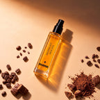 Rhama Midnight Mocha 8ml perfume bottle viewed from above with fragrance styling