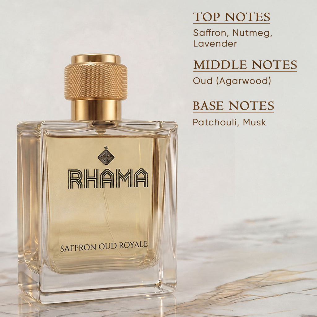 RHAMA Saffron Oud Royale 50 ml perfume top, middle and base notes