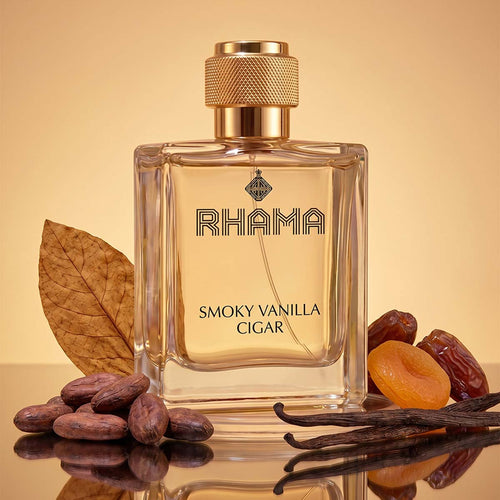 RHAMA Smoky Vanilla Cigar 50 ml perfume bottle with fragrance ingredients