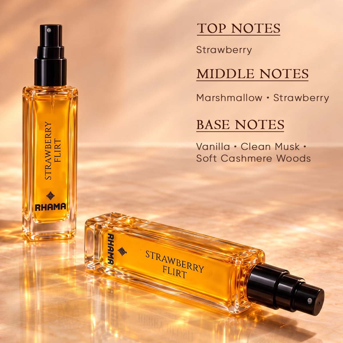 Rhama Strawberry Flirt 8ml perfume top, middle and base fragrance notes